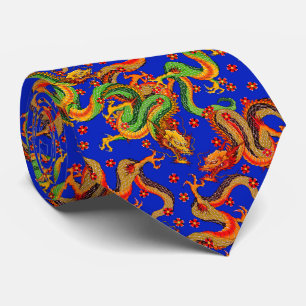 cool Japanese dragon tiled pattern Tie