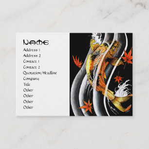 Cool japanese gold lucky koi carp black ink water business card