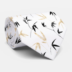 cool Japanese leaf pattern tiled Tie