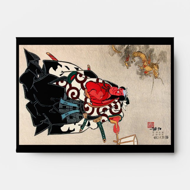 Cool japanese legendary hero warrior samurai art envelopes (Front)
