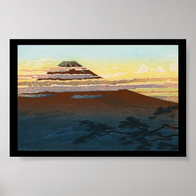 Cool japanese mountain fuji sunset clouds scenery poster (Front)