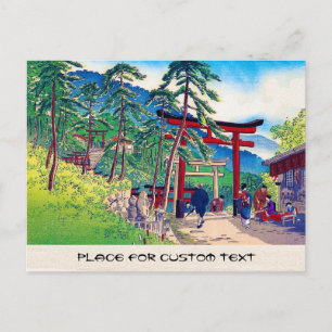 Cool japanese mountain tori gate people scenery postcard