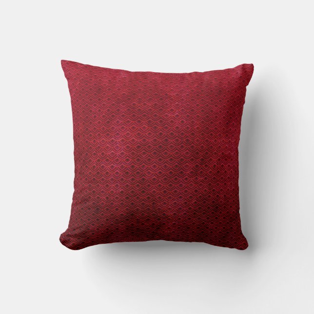 Cool japanese oriental cherry red fish scale cushion (Front)