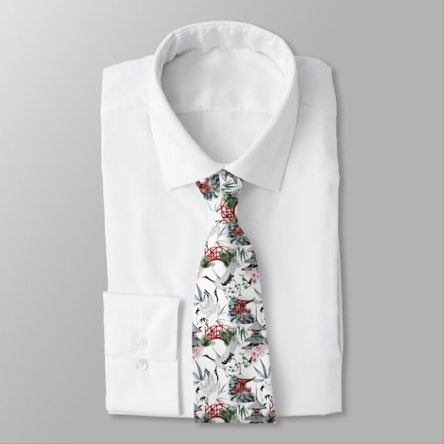 Cool Japanese tiled pattern  Tie (Tied)