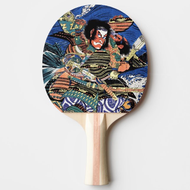 Cool japanese ukiyo-e legendary warrior samurai ping pong paddle (Front)