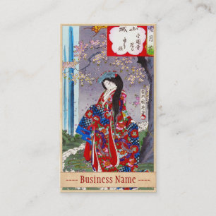 Cool japanese vintage lady geisha portrait art business card