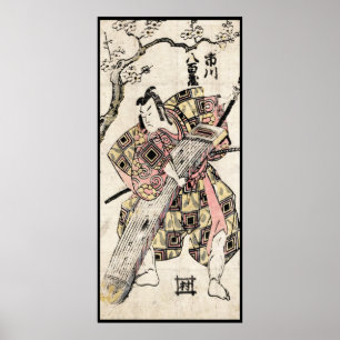 Cool japanese vintage samurai ukiyo-e scroll poster