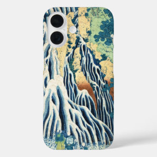 Cool japanese vintage ukiyo-e Hokusai waterfall iPhone 16 Case