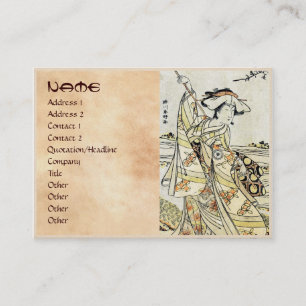 Cool japanese vintage ukiyo-e scroll geisha business card