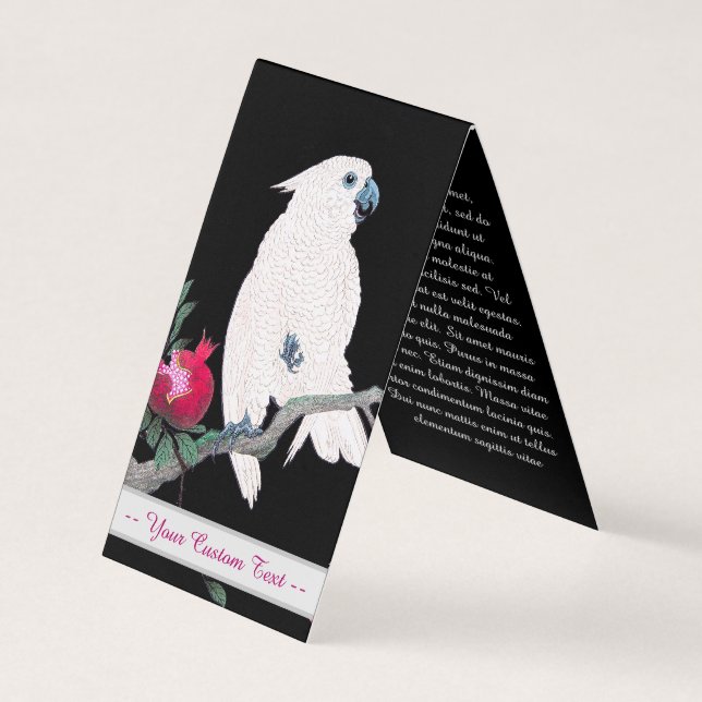 Cool japanese white cockatoo parrot tropical bird business card (Front)