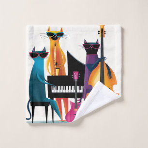 Cool Jazz Cats Musicians Band Bath Towel Set