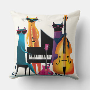 Cool Jazz Cats Musicians Band Cushion