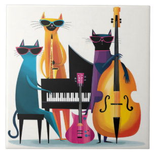 Cool Jazz Cats Musicians Band Tile