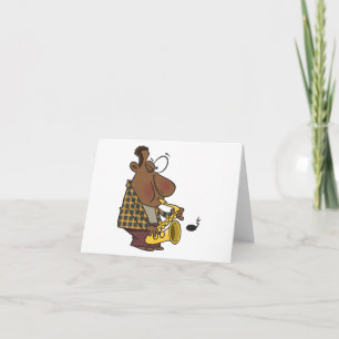 Cool Jazz Man Playing Saxophone Thank You Card