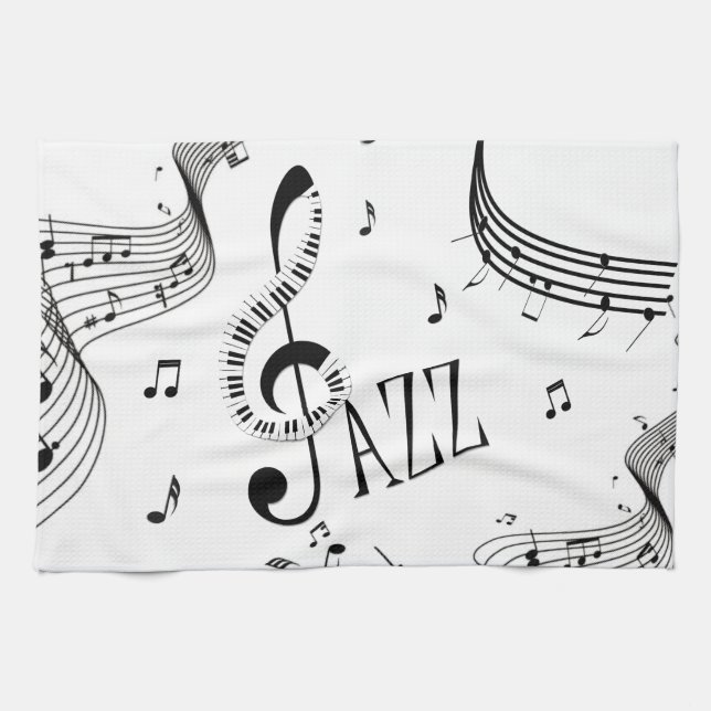 Cool Jazz Music Tea Towel (Horizontal)