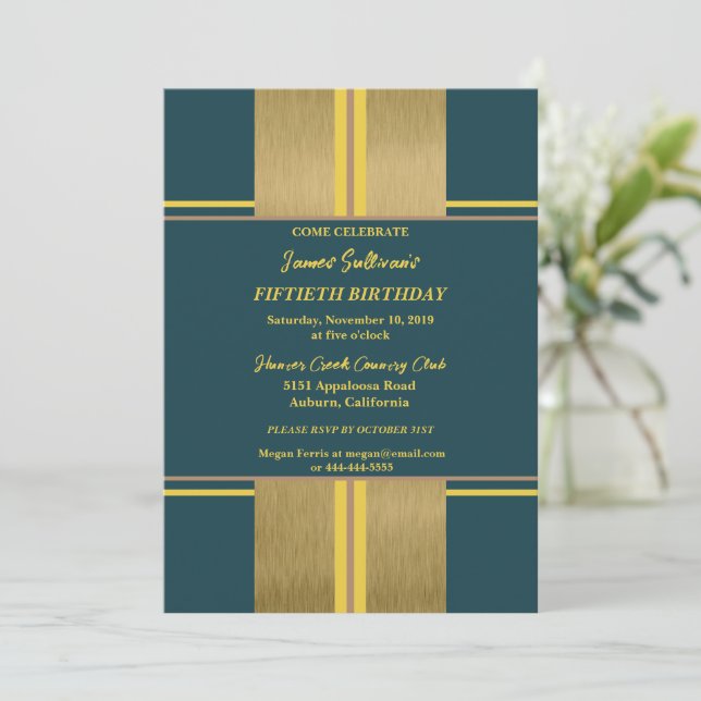 Cool Jazzy Gold Invitation (Standing Front)