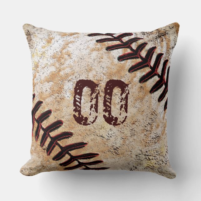 Cool Jersey Number or Monogram Baseball Pillow (Front)