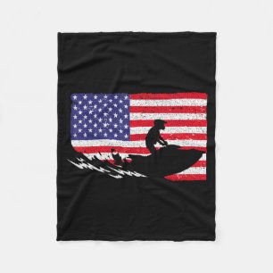Cool jet ski for men women skiers american flag fleece blanket