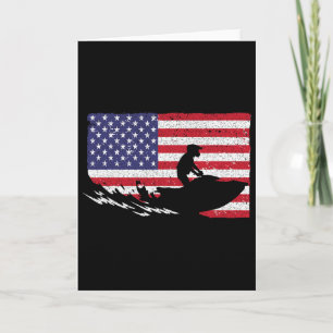 Cool Jet Ski For Men Women Skiers Us American Flag Card