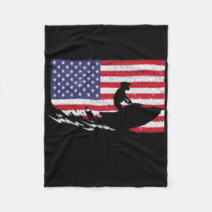Cool Jet Ski For Men Women Skiers Us American Flag Fleece Blanket