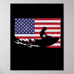 Cool Jet Ski For Men Women Skiers Us American Flag Poster