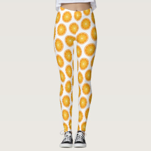 Cool Juicy Orange fruit slices pattern white Leggings