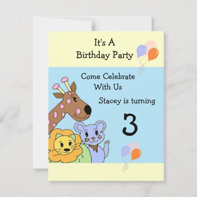 Cool Jungle Animal Birthday Invitation (Front)
