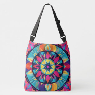 Cool Kaleidoscope Aztec Design, Pink Blue Pattern Crossbody Bag
