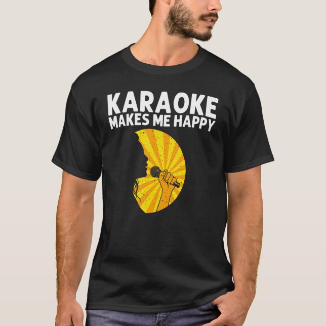Cool Karaoke For Men Women Singer Microphone Karao T-Shirt (Front)