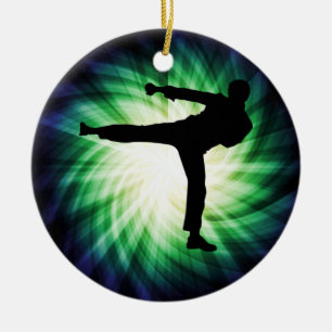 Cool Karate Kick Ceramic Tree Decoration