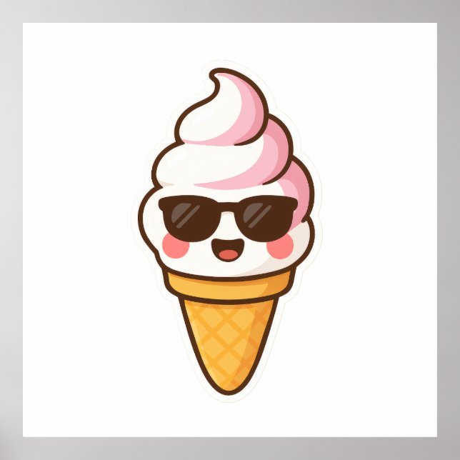 Cool Kawaii Ice Cream Poster (Front)