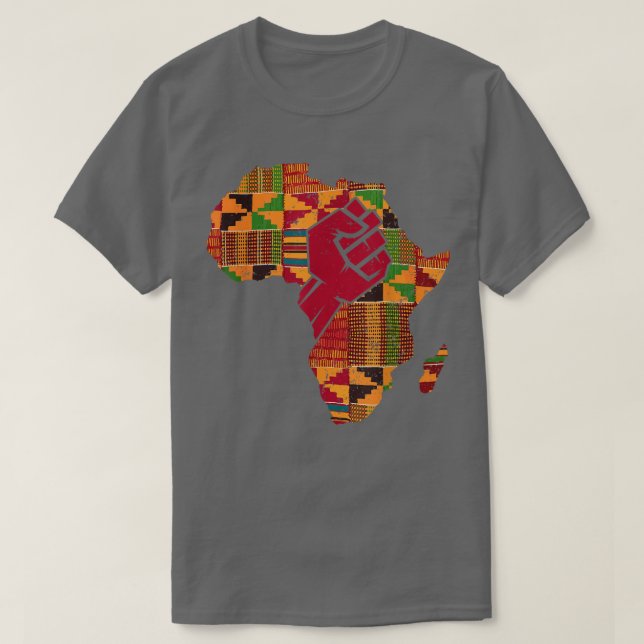 Cool Kente Cloth Art Men Women Africa Map Black Po T-Shirt (Design Front)