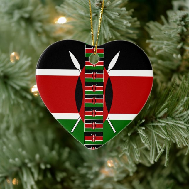 Cool Kenyan Lovely Flags Colours Black Red Green  Ceramic Tree Decoration (Tree)