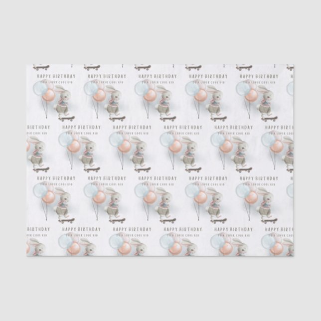 Cool Kid Bunny On Skateboard Tissue Paper  (Front)