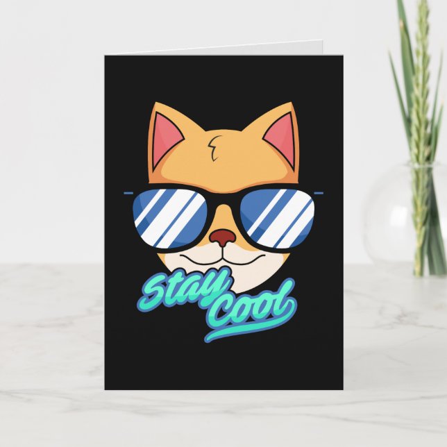 COOL KID CAT BIRTHDAY KIDS GREETING CARDS (Front)