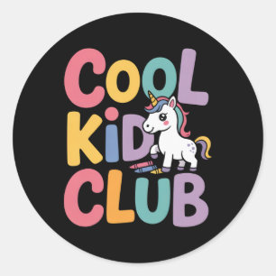 Cool Kid Club Unicorn Back To School Crayon Kids F Classic Round Sticker