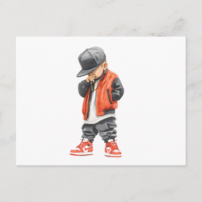 Cool Kid Rapper Hip Hop Boy Urban Style Art Postcard (Front)