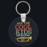 Cool Kids Play Trumpet Funny Marching Band Key Ring<br><div class="desc">Funny trumpet player design for those playing brass musical instrument in a music band, orchestra or musical performance. Cool vintage retro Jazz music lover merchandise for musician and marching band member. Perfect for music teacher, orchestra fan and those who love to play trumpet. Great Christmas gift and birthday present for...</div>