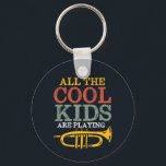 Cool Kids Play Trumpet Funny Marching Band Key Ring<br><div class="desc">Funny trumpet player design for those playing brass musical instrument in a music band, orchestra or musical performance. Cool vintage retro Jazz music lover merchandise for musician and marching band member. Perfect for music teacher, orchestra fan and those who love to play trumpet. Great Christmas gift and birthday present for...</div>