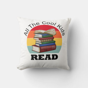 Cool Kids Read Book Reader Funny Bookworm Cushion