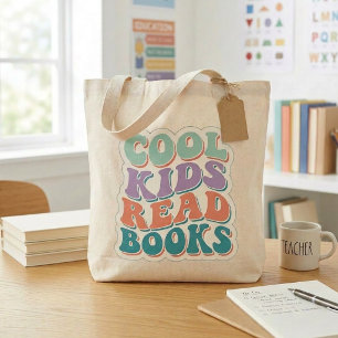 Cool Kids Read Books - wavy book lover reading Tote Bag