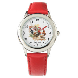 Cool kids unisex rooster chicken lovers add name watch