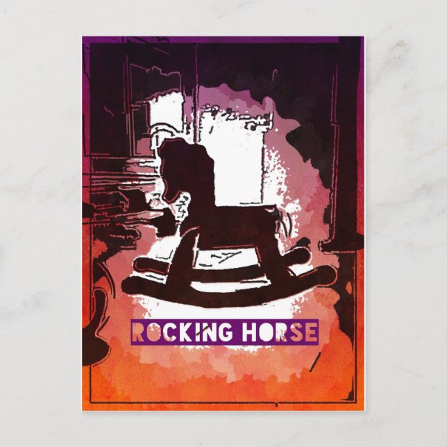 Cool Kids Wooden Rocking Horse Toy Pop Art Postcard (Front)