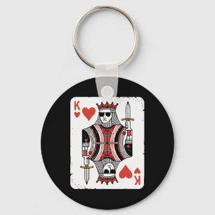 Cool King Of Hearts Valentines Day Playing Card Po Key Ring