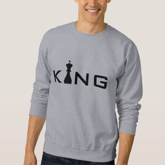 Cool King Typography Chess Player Sweatshirt (Front)