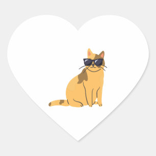 Cool Kitties With Sunglasses - Cat And Lovers Heart Sticker