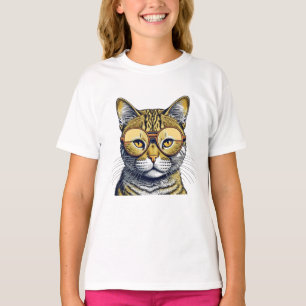 Cool Kitty Cat with Glasses T-Shirt