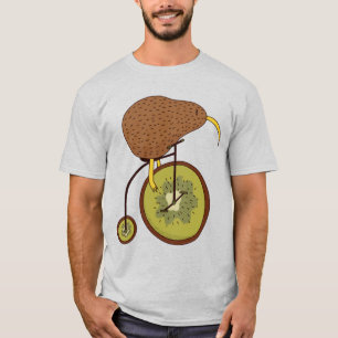 Cool Kiwi Bird on Kiwi Fruit Design T-Shirt