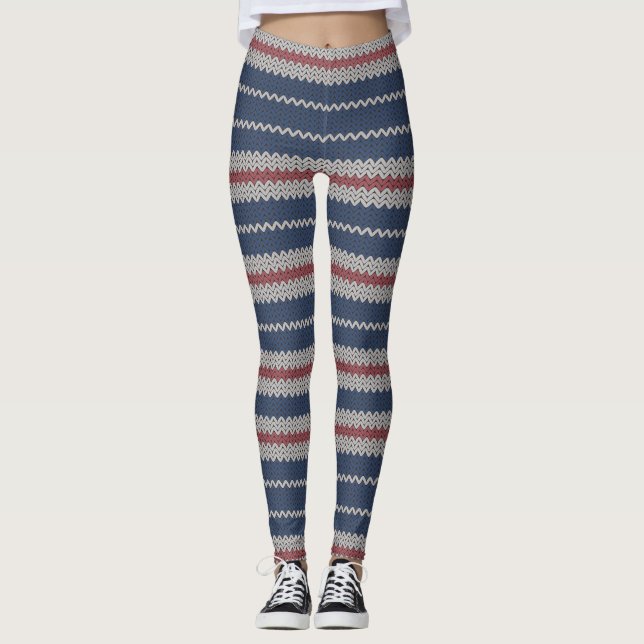 Cool Knitted Effect Striped Leggings (Front)