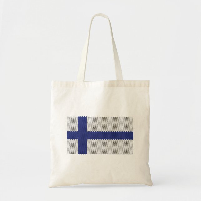 Cool Knitted Finnish Flag Tote Bag (Front)